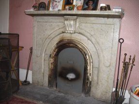 The fireplace...